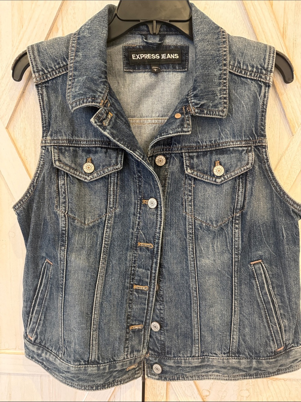 Express Jeans Sleeveless Denim Vest, Premium Denim
